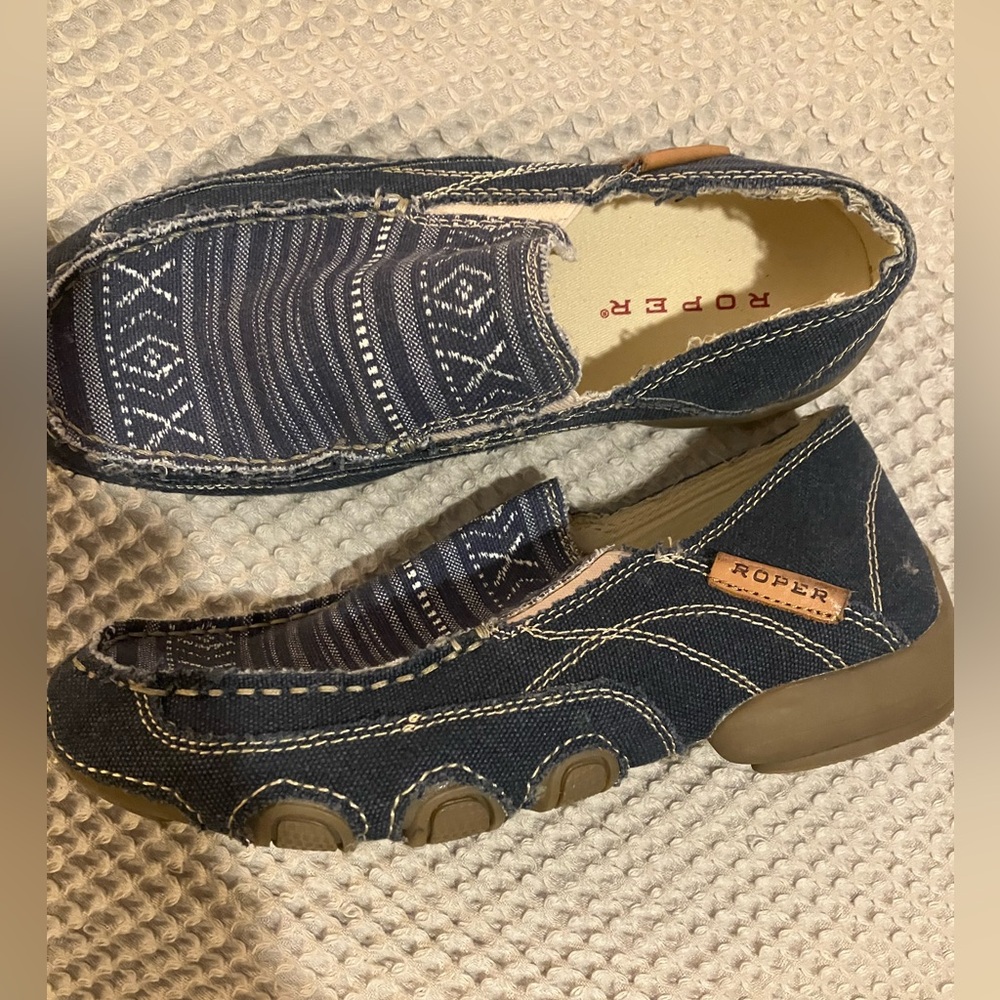 Roper Denim Driving Shoe Flat Slip-On Shoes, Size 6.5, Nearly New - Picture 4 of 6